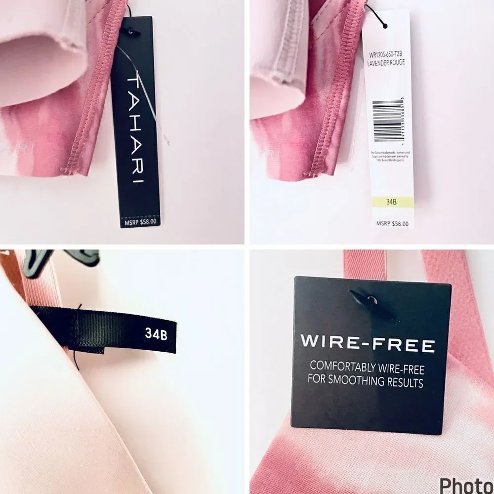 NWT Pack of 2 Tahari Gorgeous Wire Free Smooth Comfort Lilac Purple/Tie Dye Bras